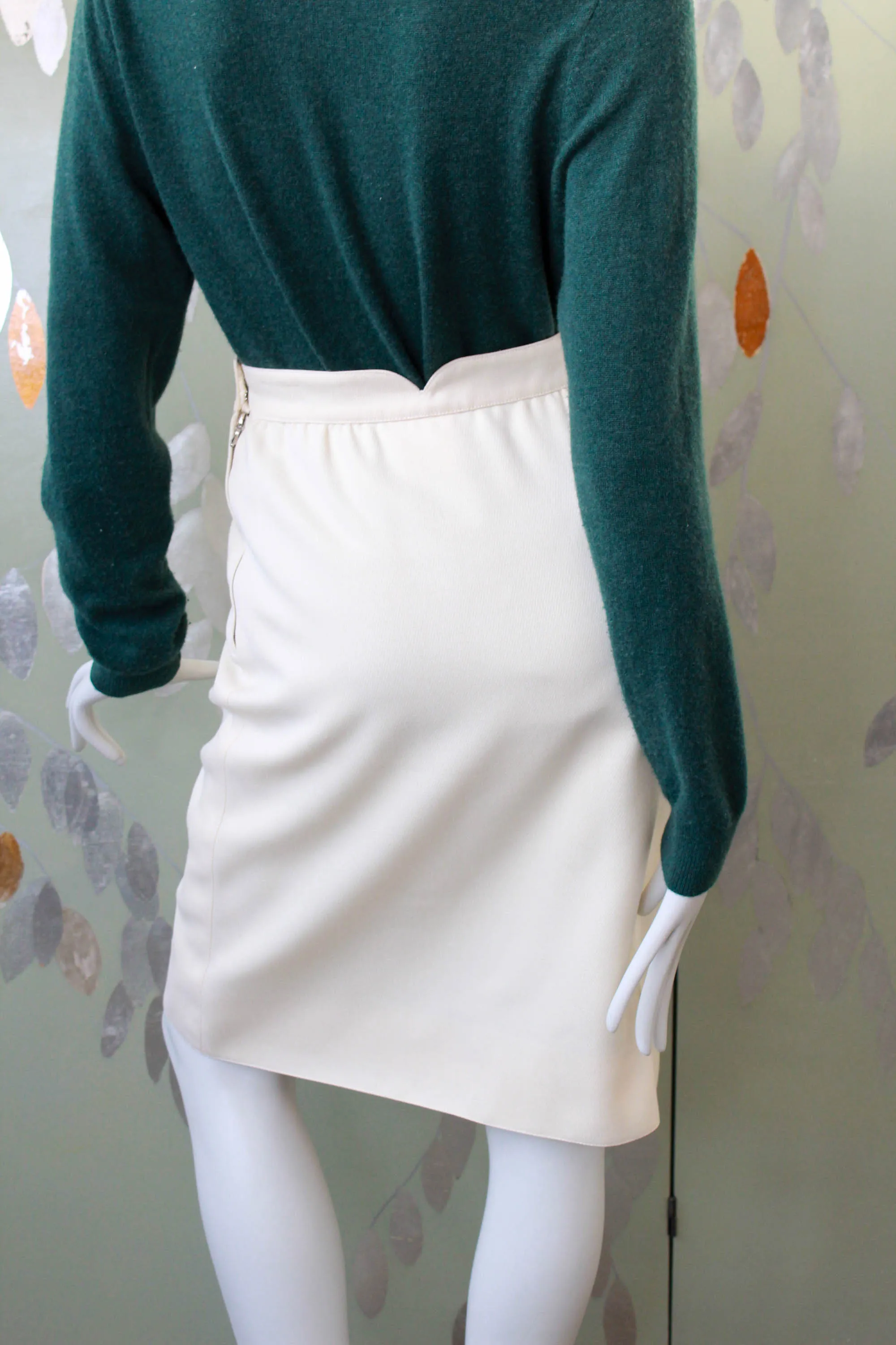 1980s Courrèges Cream Wool Skirt, Waist 26"