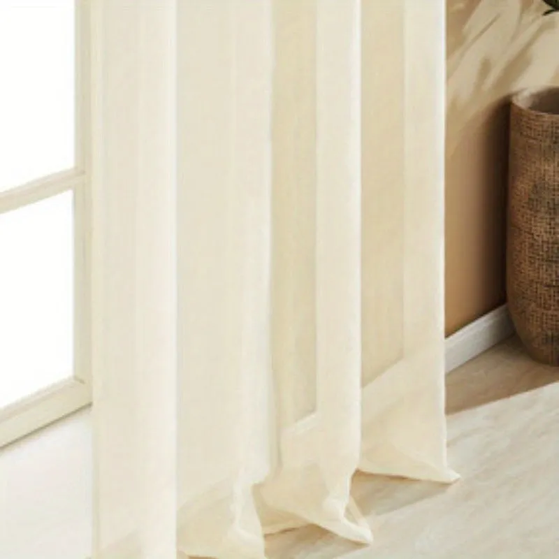 1pc Luxurious White Sheer Curtains - Crafted from Silky Soft Voile Tulle Fabric with Durable Grommet Panels - Perfect for Living Rooms, Bedrooms, and Kitchens, Elevating Your Homes Style and Ambiance with a Sophisticated, Modern Look