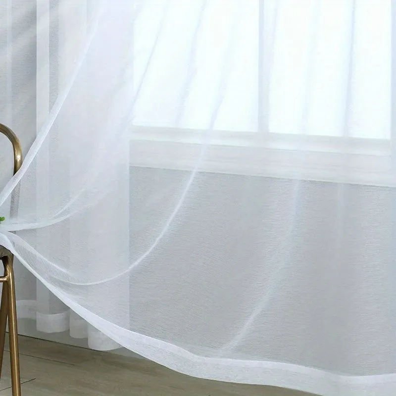 1pc Luxurious White Sheer Curtains - Crafted from Silky Soft Voile Tulle Fabric with Durable Grommet Panels - Perfect for Living Rooms, Bedrooms, and Kitchens, Elevating Your Homes Style and Ambiance with a Sophisticated, Modern Look