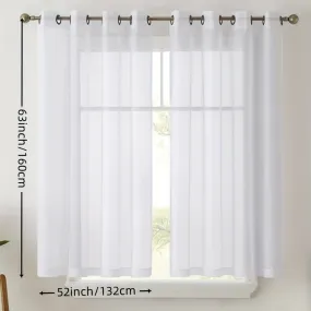 1pc Luxurious White Sheer Curtains - Crafted from Silky Soft Voile Tulle Fabric with Durable Grommet Panels - Perfect for Living Rooms, Bedrooms, and Kitchens, Elevating Your Homes Style and Ambiance with a Sophisticated, Modern Look