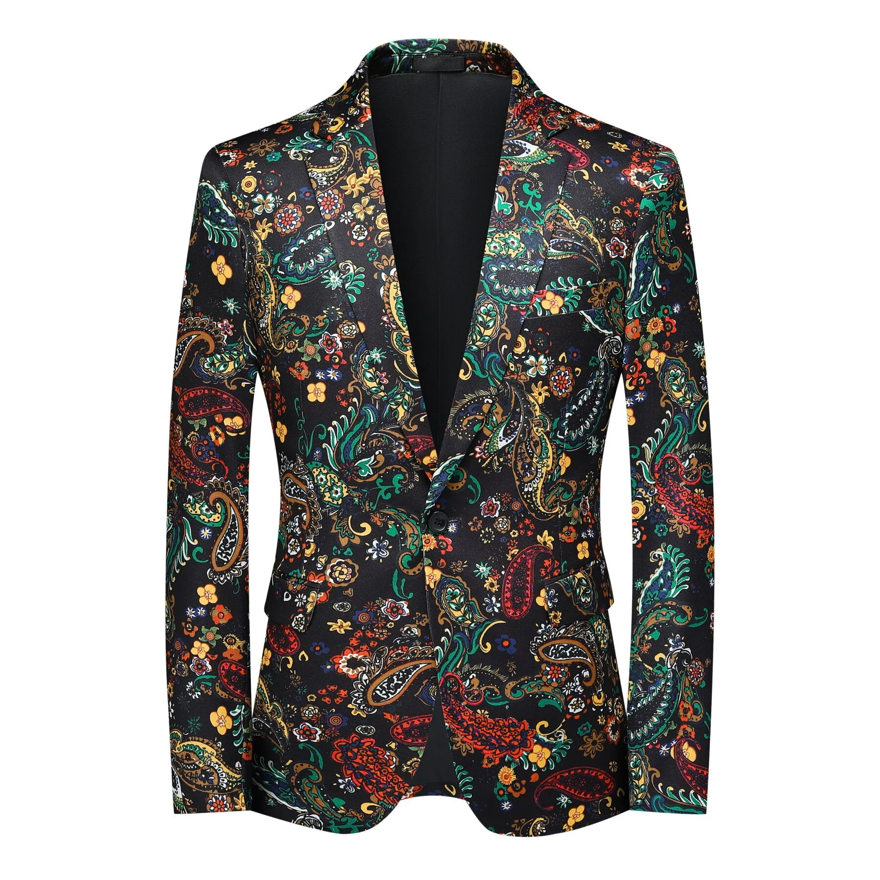 2-Piece Men's One-Button Ethnic Style Print Suit