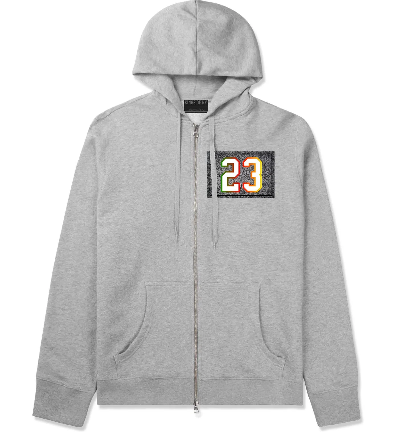 23 Cement Print Colorful Jersey Zip Up Hoodie