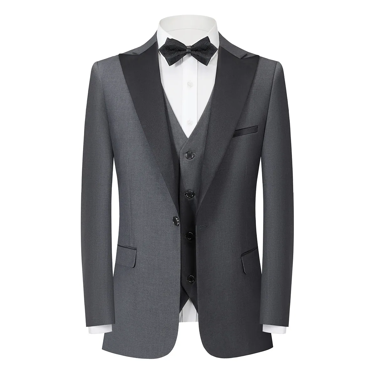 3-Piece One Button Suit Slim Fit Grey Suit