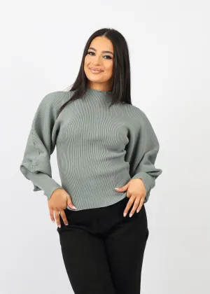 Alana Puff Sleeve Knit Top - Dark Shades