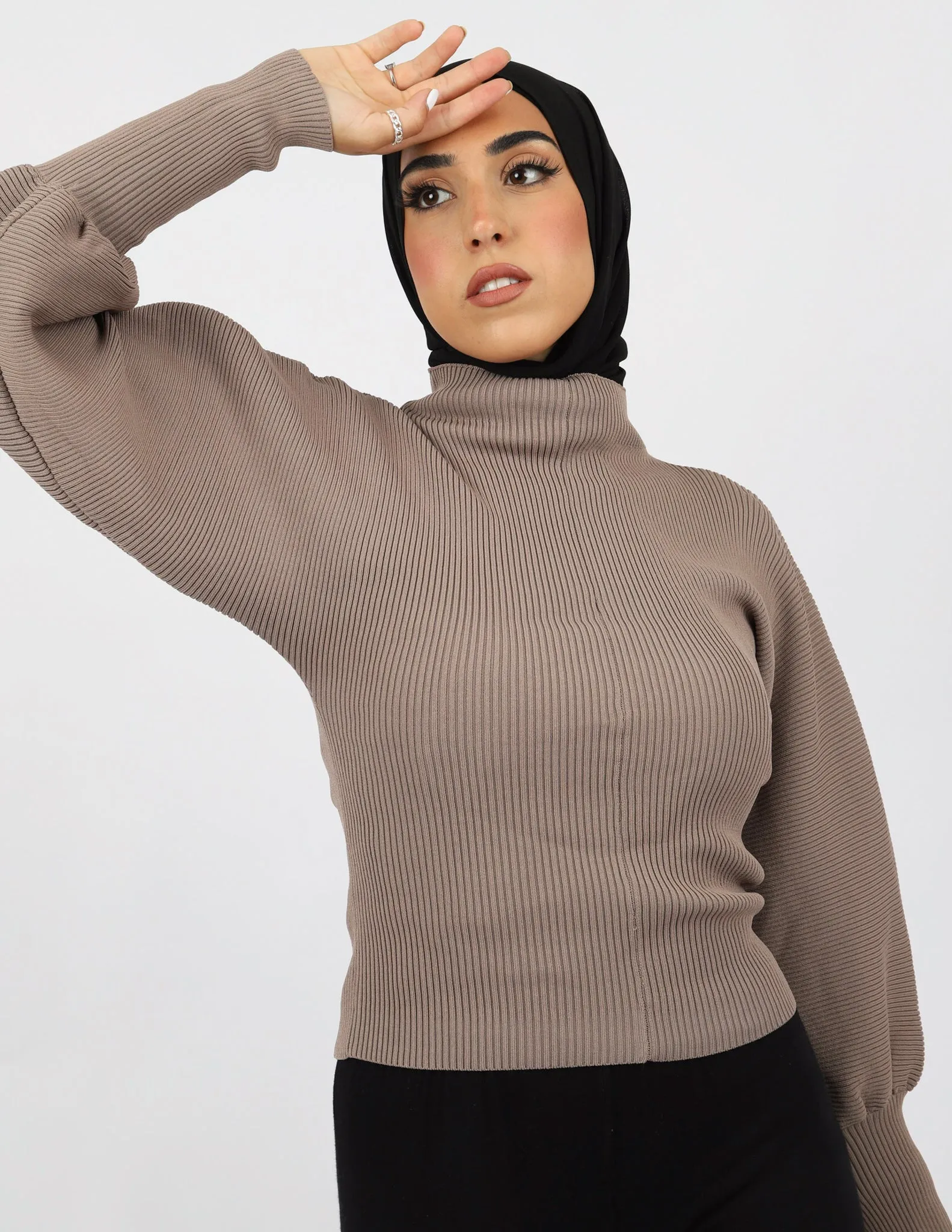 Alana Puff Sleeve Knit Top - Dark Shades