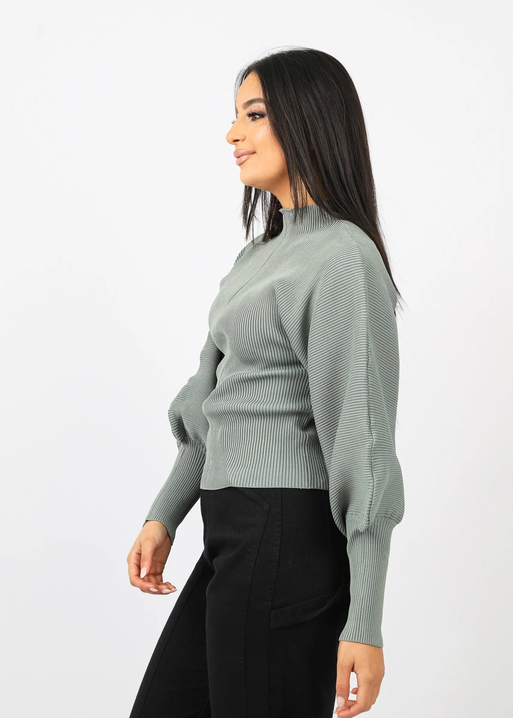 Alana Puff Sleeve Knit Top - Dark Shades