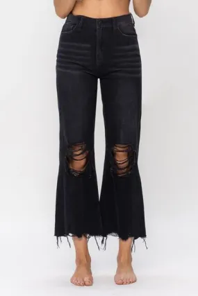 Alayna Vintage Distressed Crop Flare Jeans