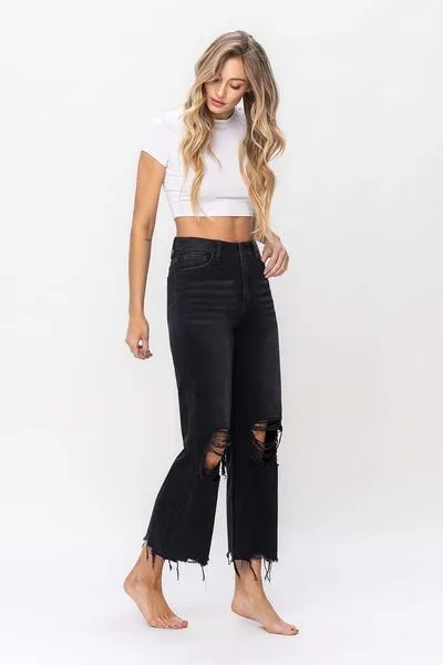 Alayna Vintage Distressed Crop Flare Jeans