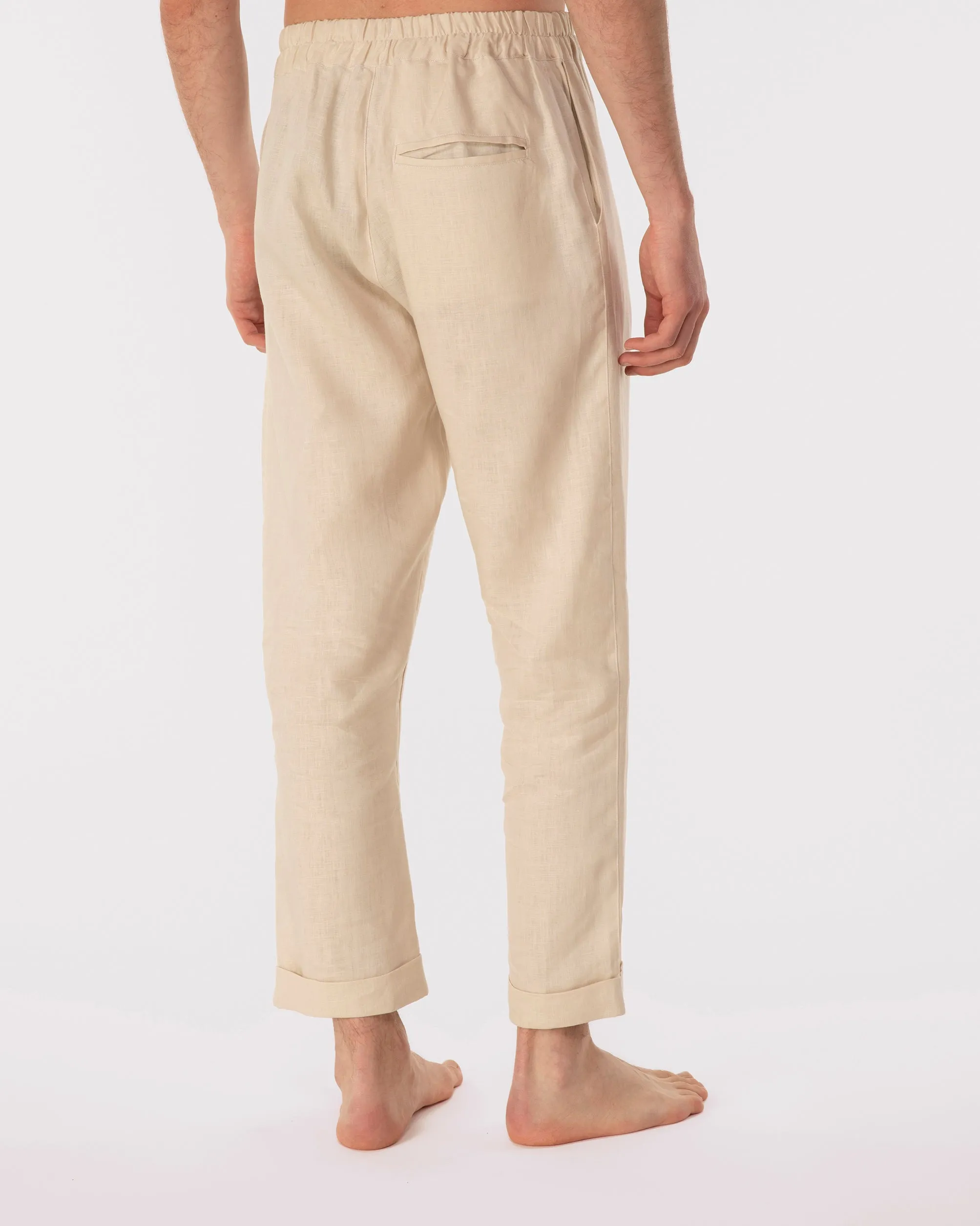 ANACAPRI LINEN TROUSERS IN SAND