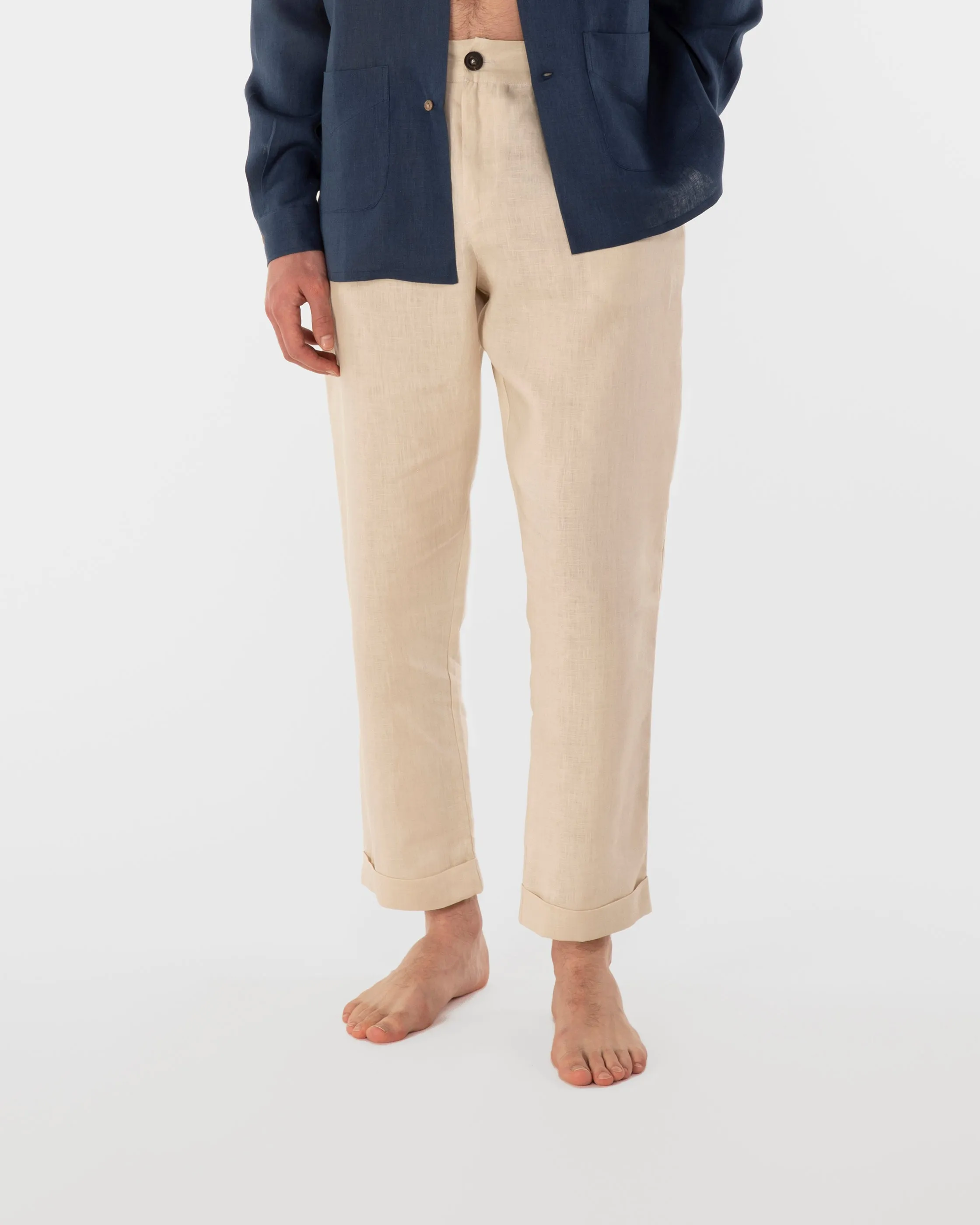 ANACAPRI LINEN TROUSERS IN SAND