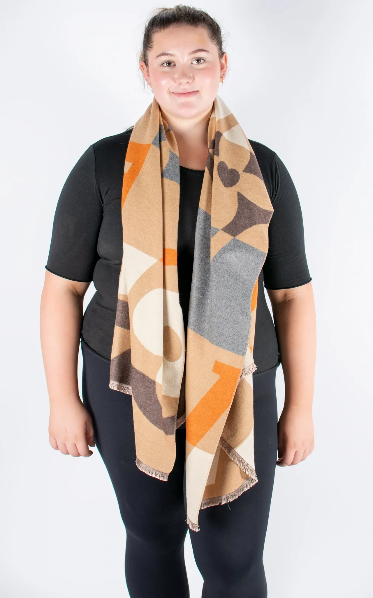 Autumn Winter Scarf | Large Print | Camel