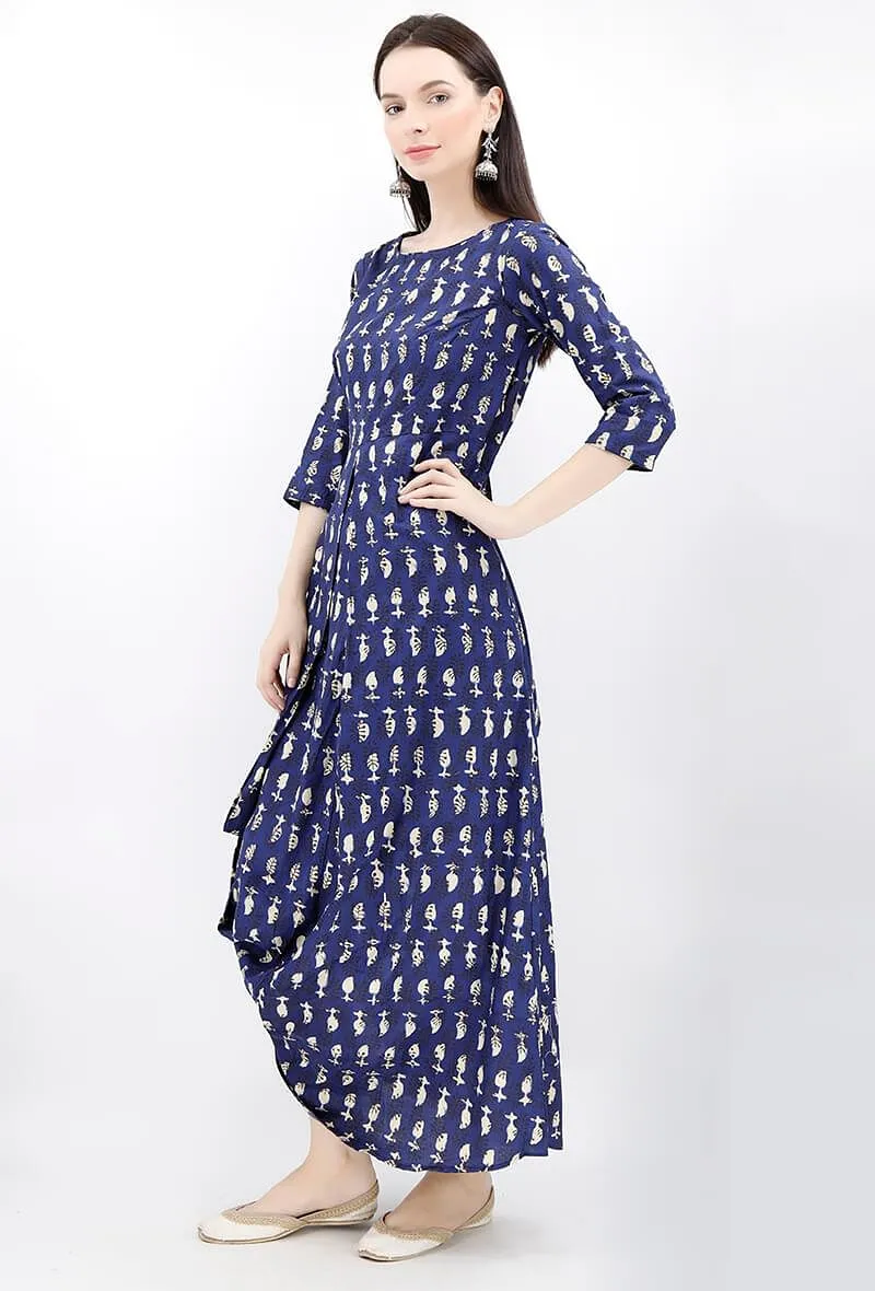 Bagru Paisley Leaf Cotton Maxi Dress