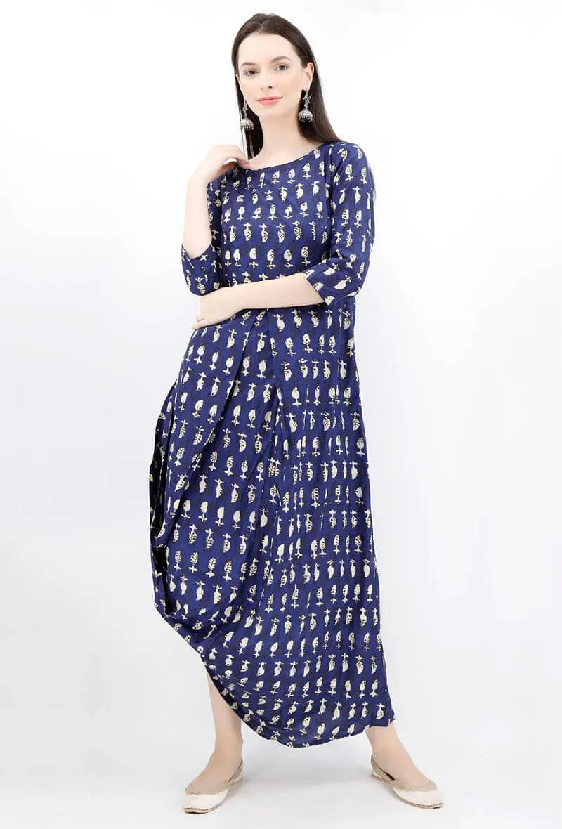 Bagru Paisley Leaf Cotton Maxi Dress