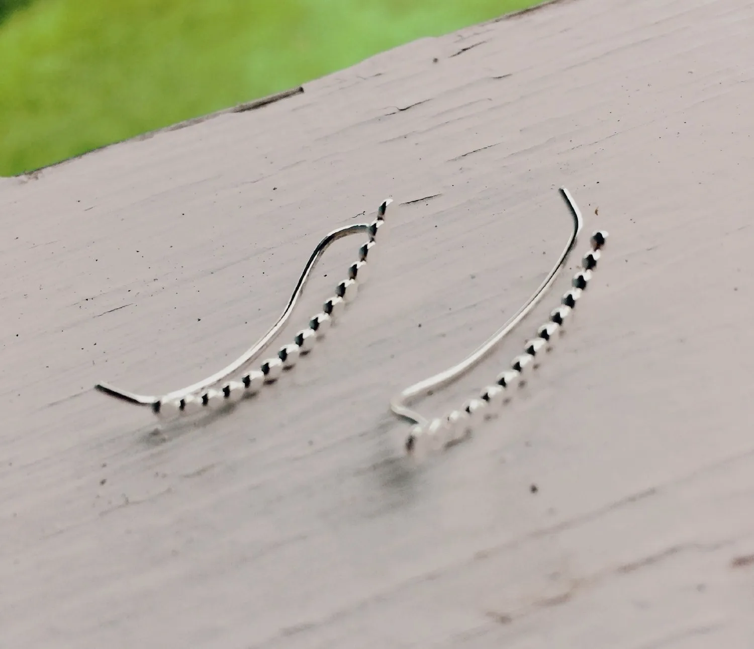 Bar Pin Earrings, Beaded Cuff, Bar Ear Sweep, Wire Ear Wrap, Cuff Earring, Minimalistic, Silver Ear Pin, Ear Pin, Curved Bar Sweep, Line