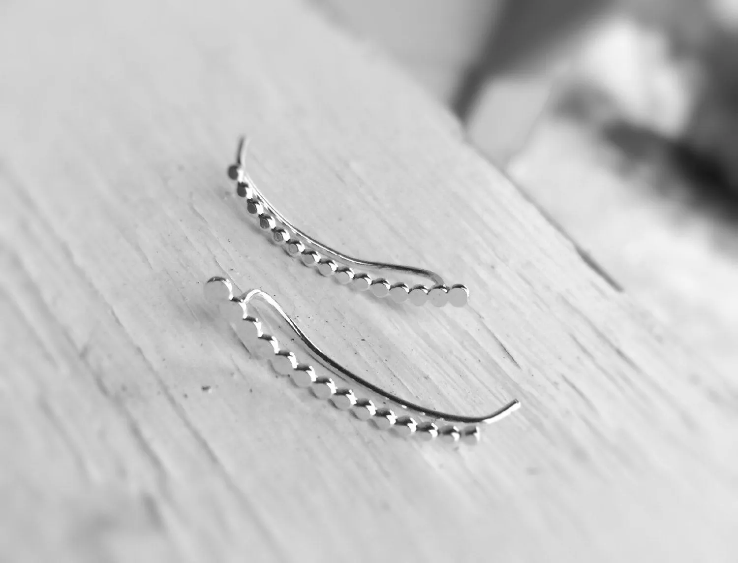 Bar Pin Earrings, Beaded Cuff, Bar Ear Sweep, Wire Ear Wrap, Cuff Earring, Minimalistic, Silver Ear Pin, Ear Pin, Curved Bar Sweep, Line