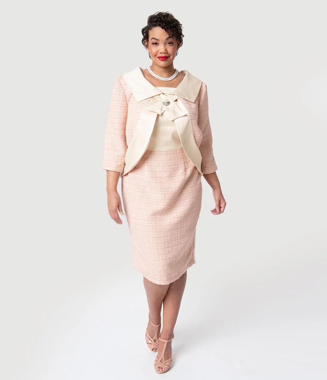 Barbie x Unique Vintage Plus Size Pink Fashion Luncheon Sheath Dress & Jacket