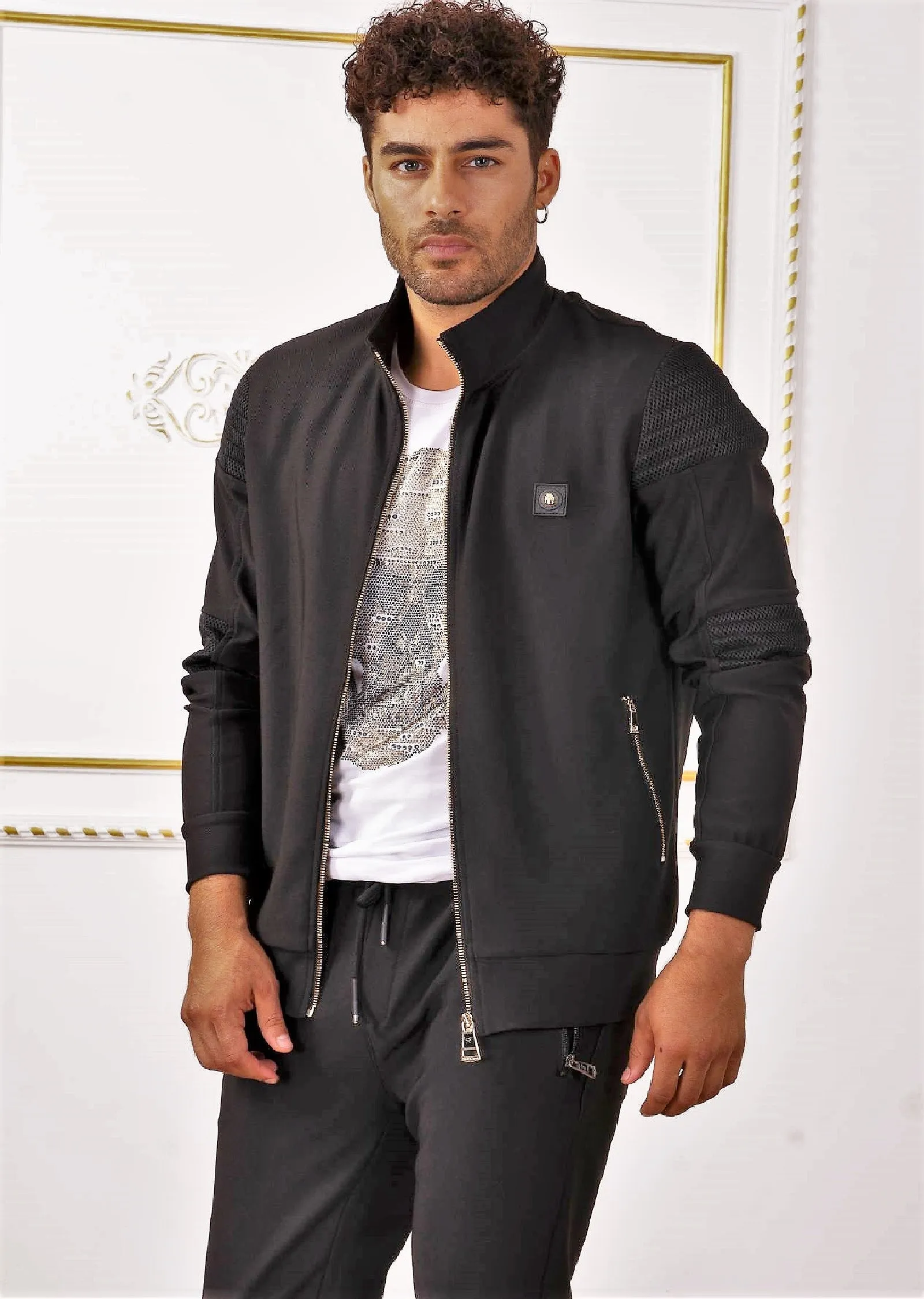 Black Mesh Tech Hybrid Jacket