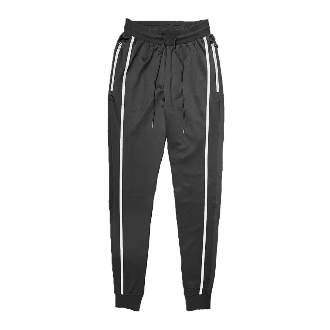 Black Solid Tape Jogger Pants