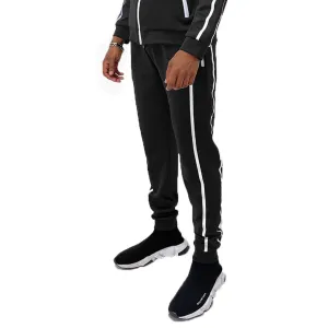 Black Solid Tape Jogger Pants