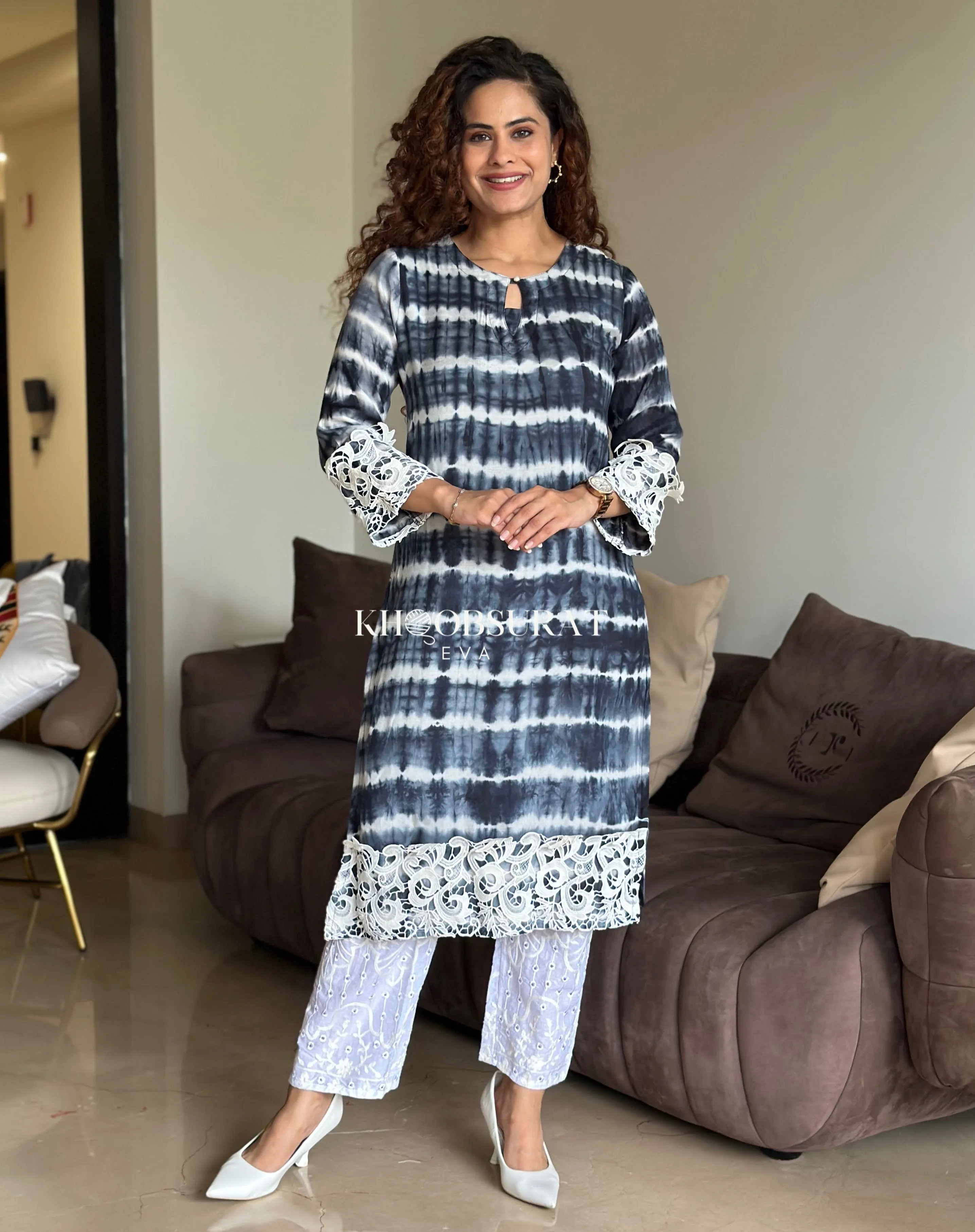 Black Tie Dye Shibori Kurta Sets