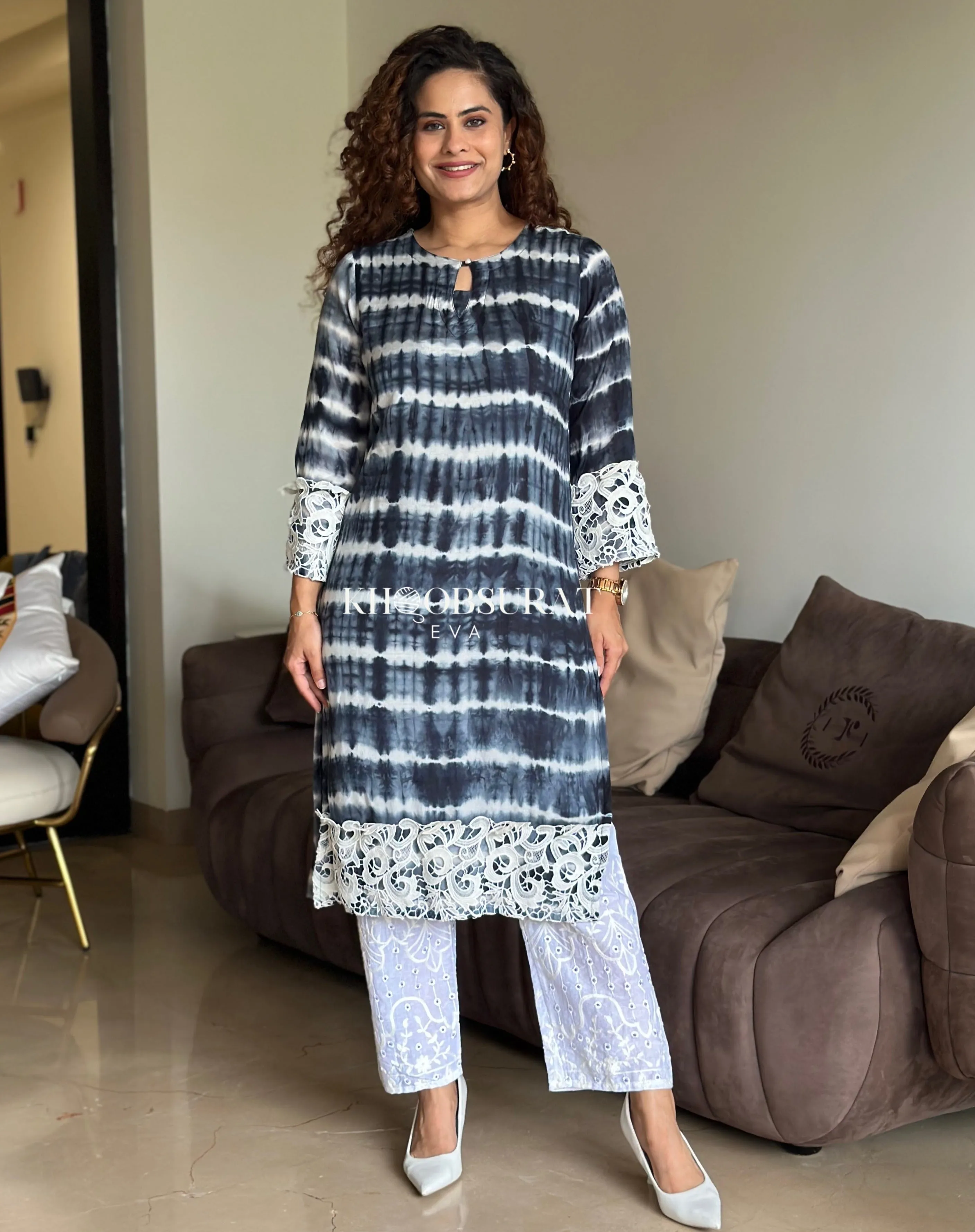 Black Tie Dye Shibori Kurta Sets