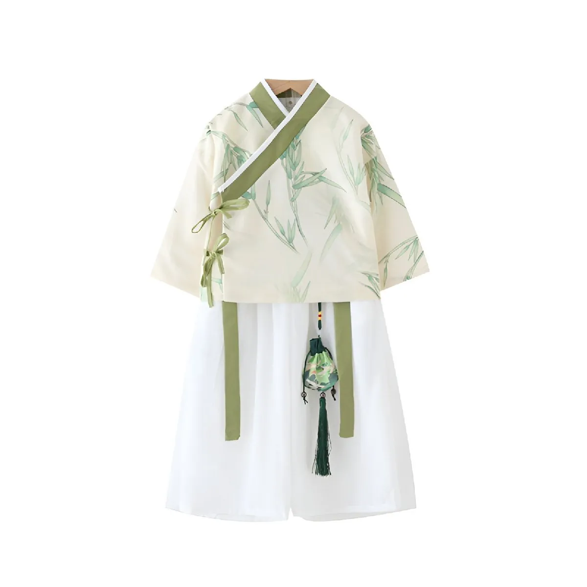 Boys' Two-Piece Bamboo Print Hanfu