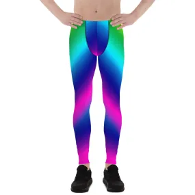 Bright Rainbow Men Tights, Ombre Print Gay Pride Colorful Designer Leggings - Made in USA/EU/MX