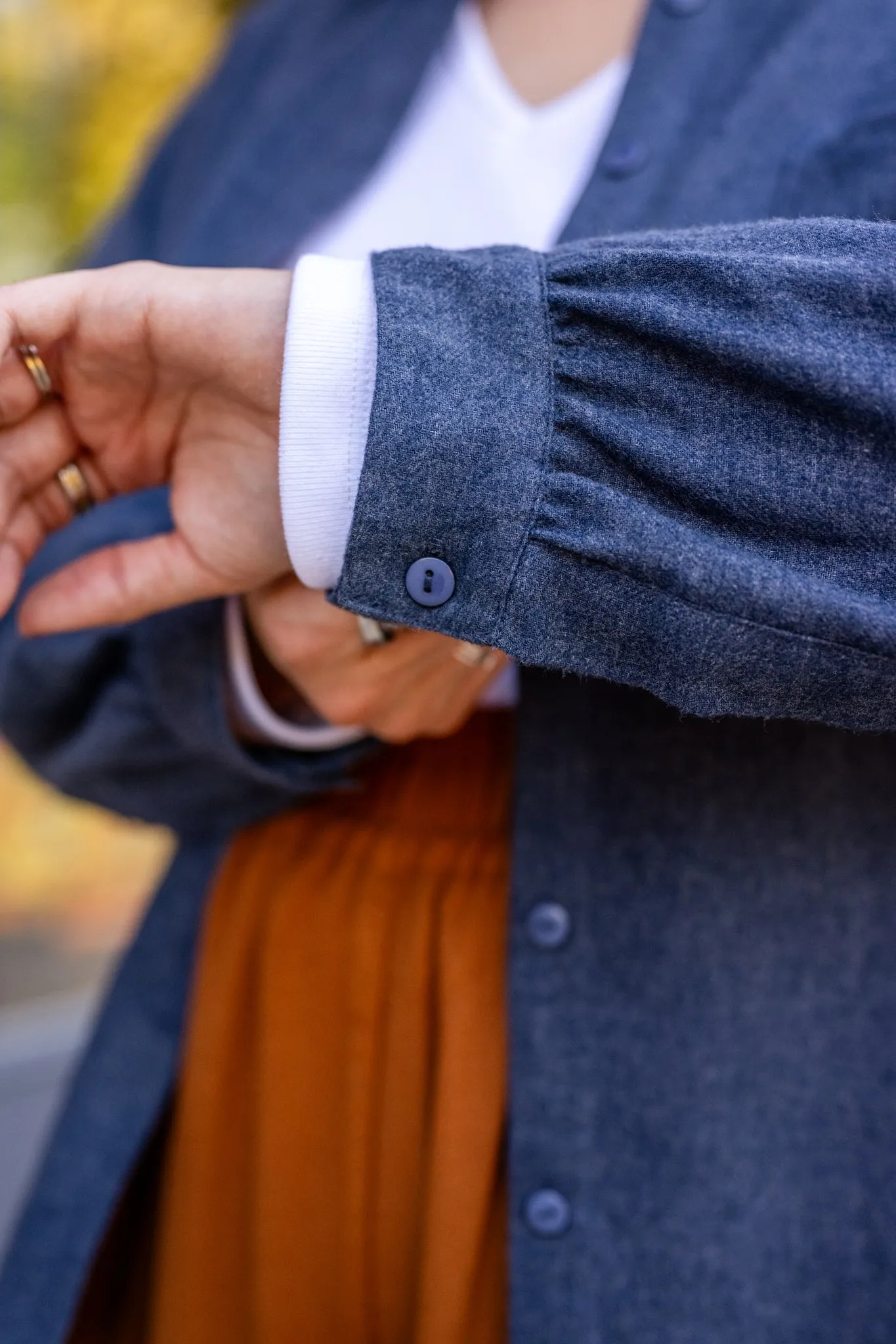 Brushed Flannel Button-Up Blouse