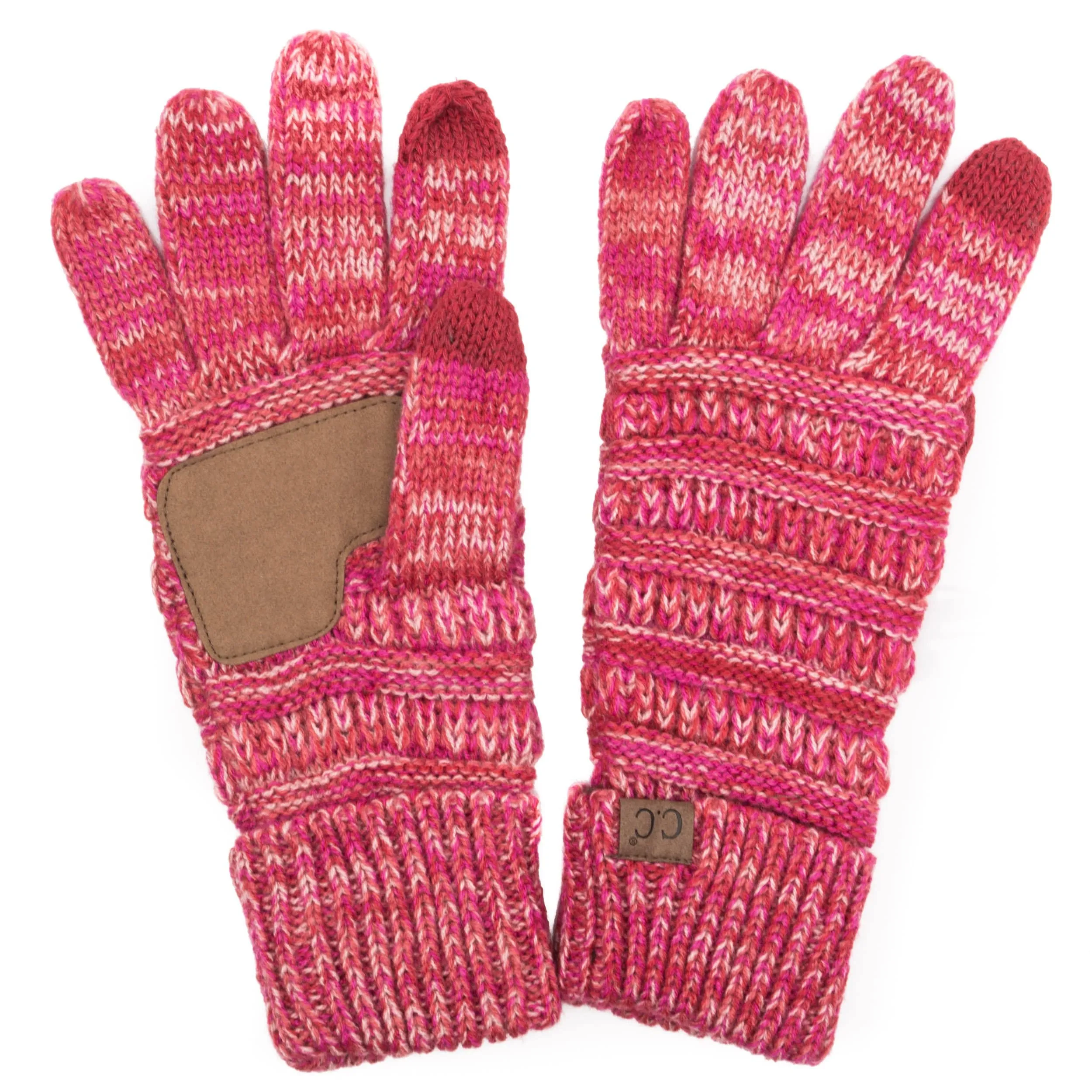 C.C G816 - Unisex Cable Knit Winter Warm Anti-Slip Three-Toned Touchscreen Texting Gloves