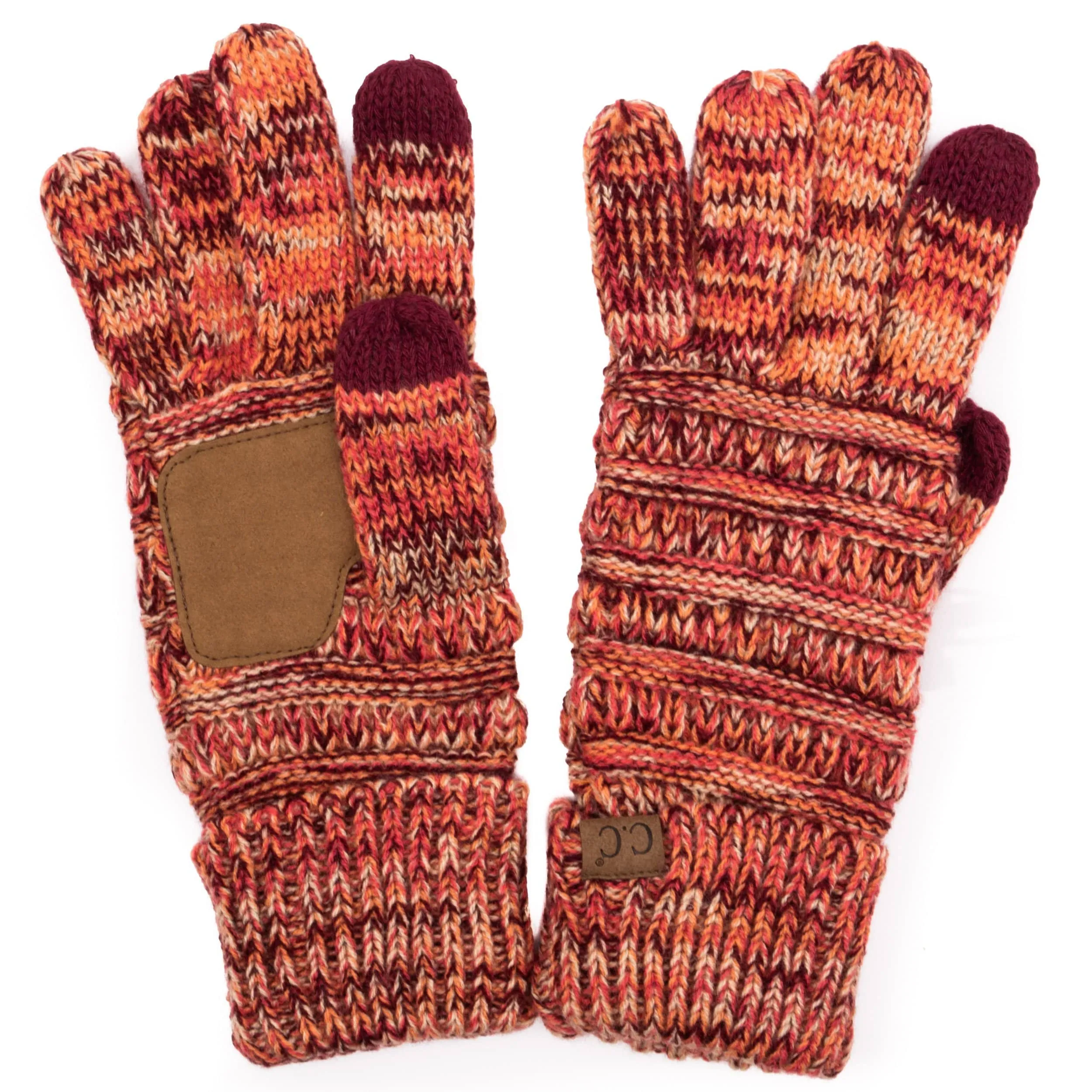 C.C G816 - Unisex Cable Knit Winter Warm Anti-Slip Three-Toned Touchscreen Texting Gloves