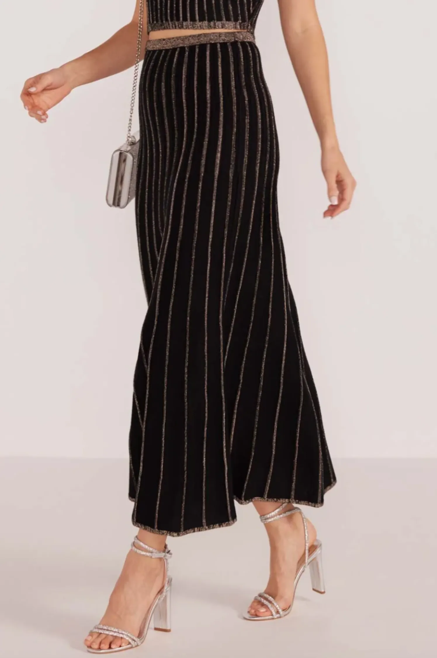 Celia Lurex Stripe Midi Skirt