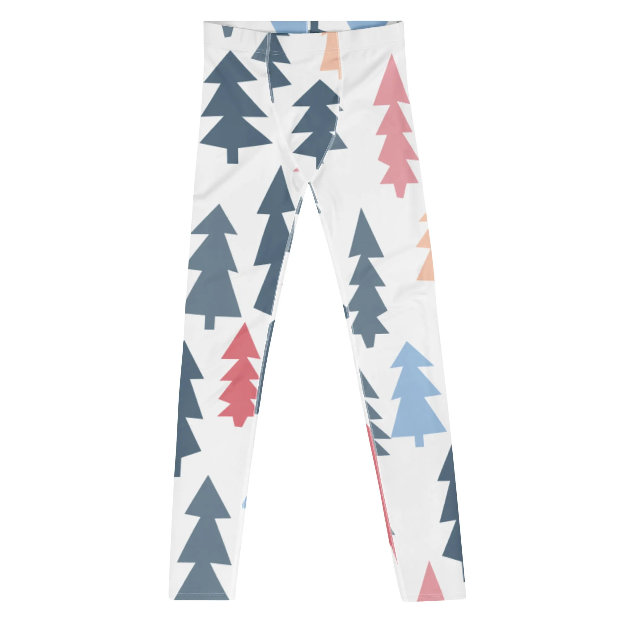 Christmas Pine Tree Meggings, Xmas Tree Festive Best Holiday Tights For Men - Made in USA/EU/MX