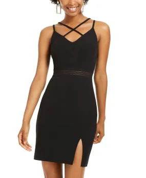 City Studios Juniors' Crisscross Bodycon Dress Black Size 7