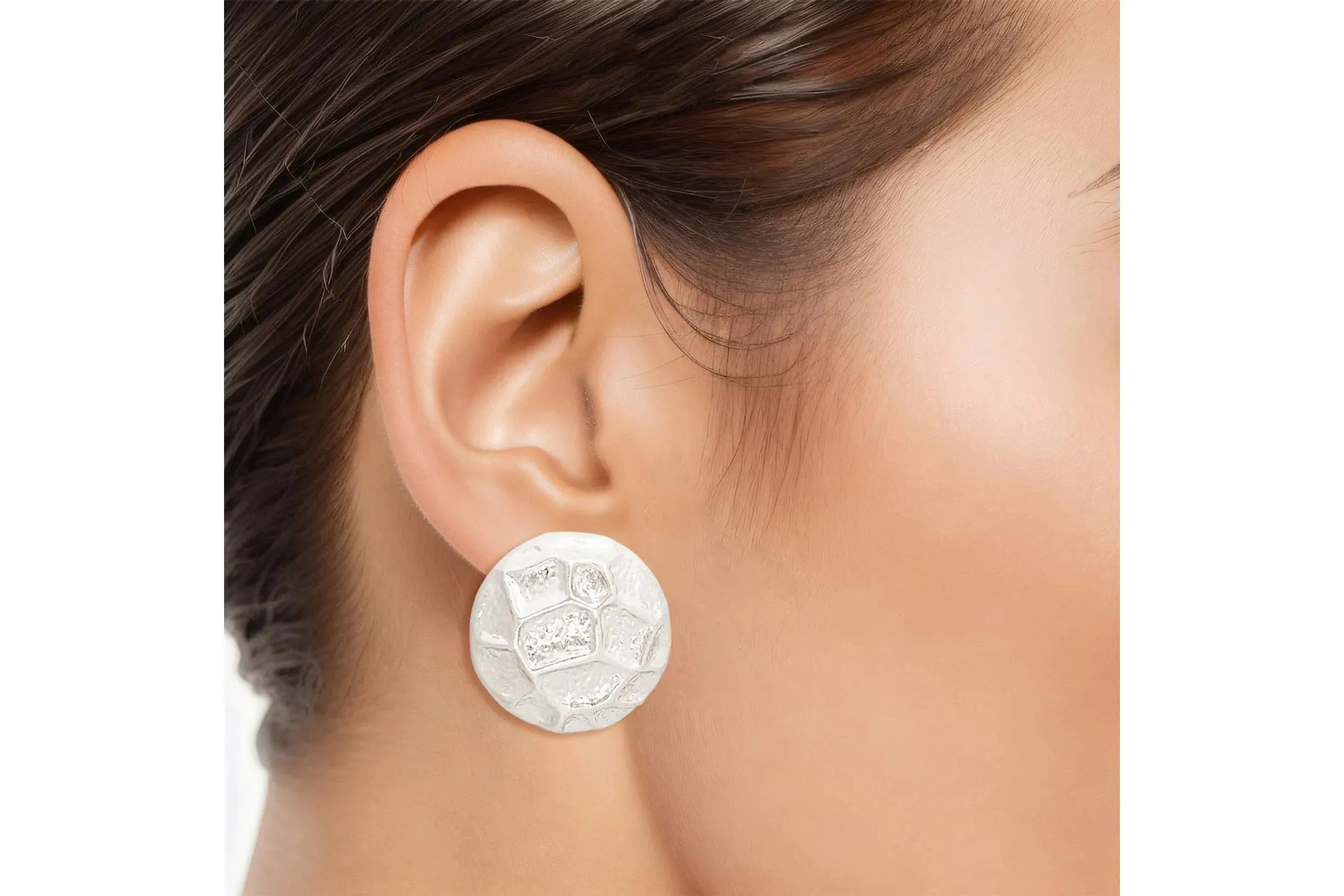 Clip Ons Organic Geo Domed Earrings for Women