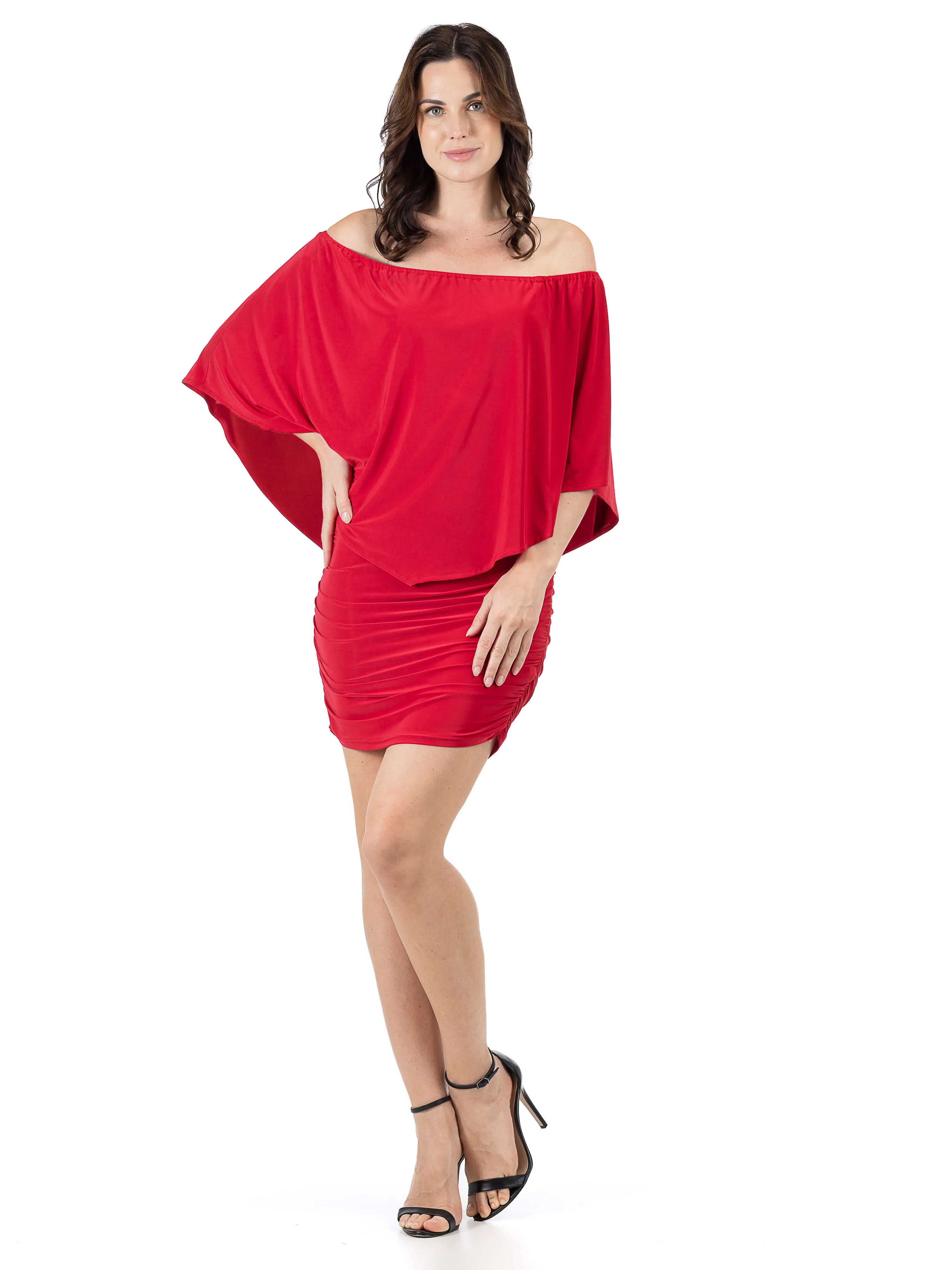 Convertible Womens Bodycon Mini Dress Ruffled Sleeve