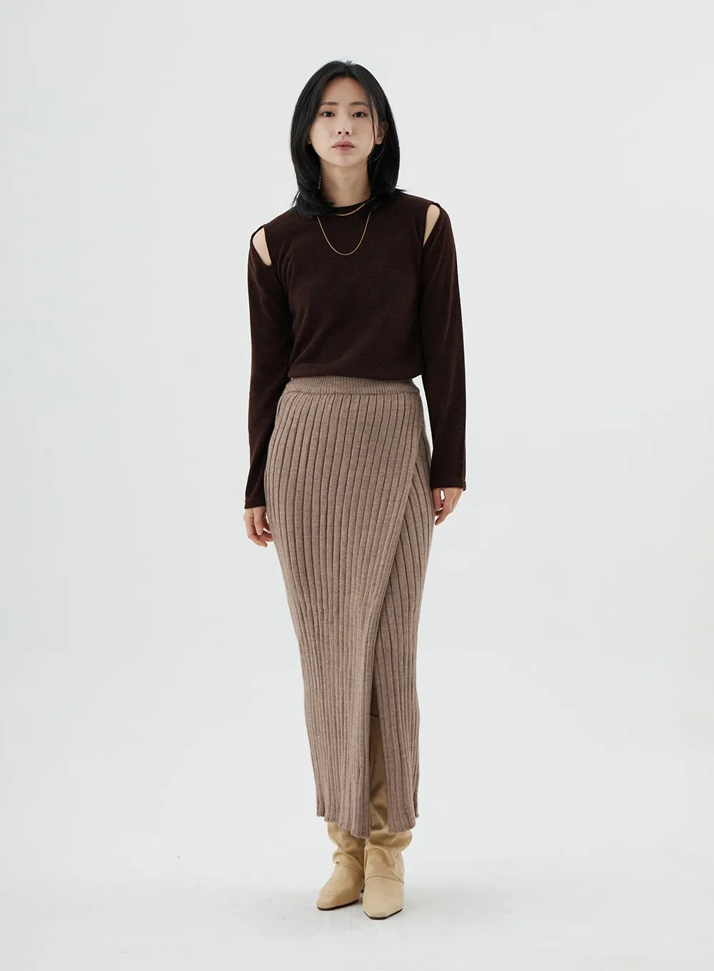 Cross Long Knit Skirt ON02