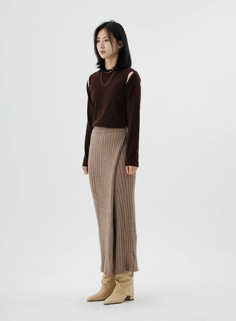 Cross Long Knit Skirt ON02