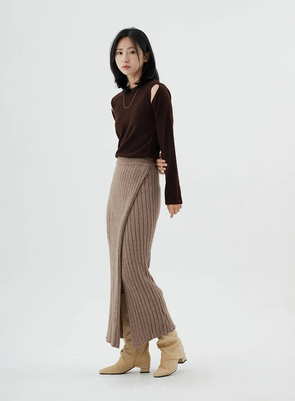 Cross Long Knit Skirt ON02