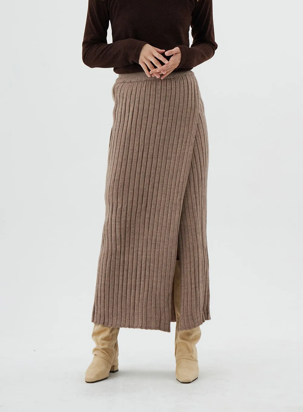 Cross Long Knit Skirt ON02