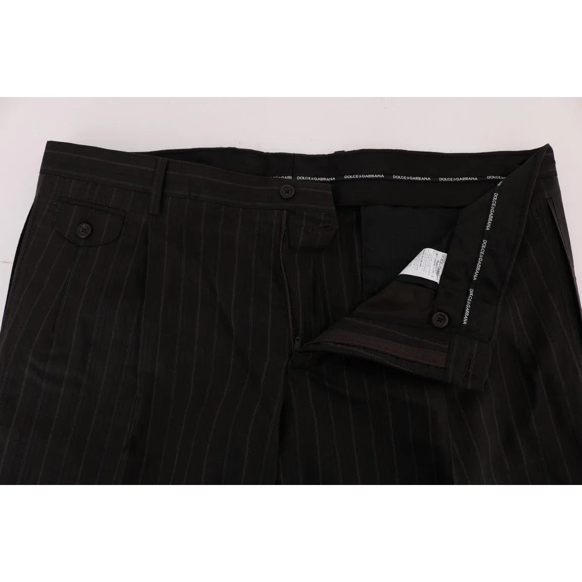 D&G Brown Striped Cotton Dress Pants