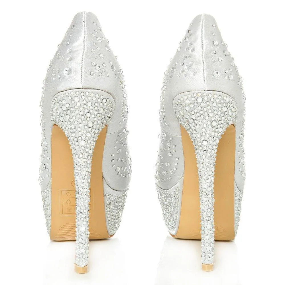 Demie Peep Toe Platform Diamante Court Shoe