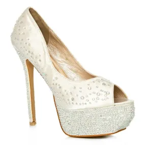 Demie Peep Toe Platform Diamante Court Shoe