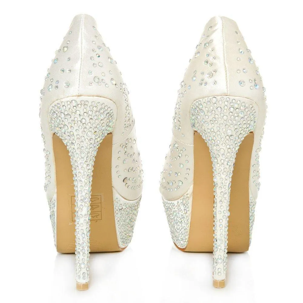 Demie Peep Toe Platform Diamante Court Shoe