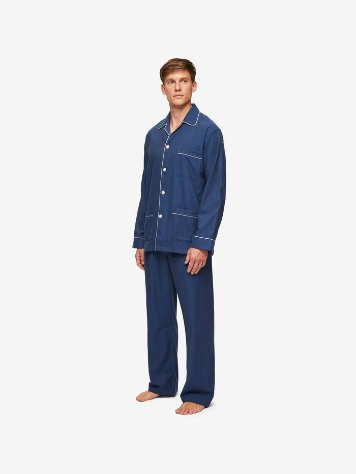 DEREK ROSE Balmoral Brushed Cotton Pyjamas NAVY