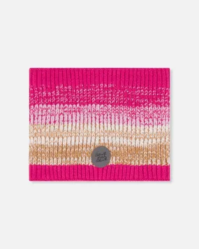 Deux par Deux Girl's Knit Neckwarmer Fuchsia Gradient