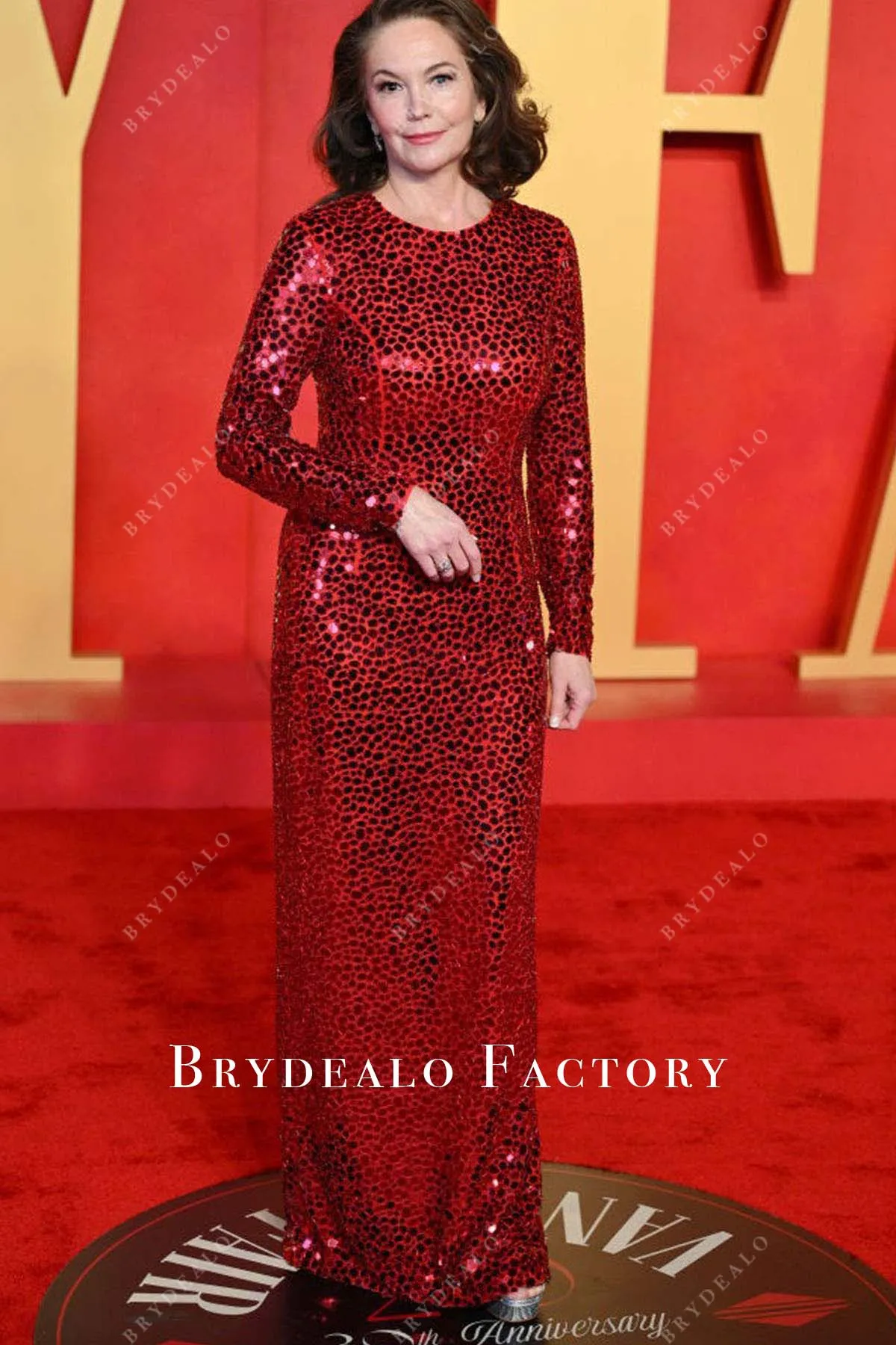 Diane Lane Ruby Sequined 2024 Oscars After Party Dress