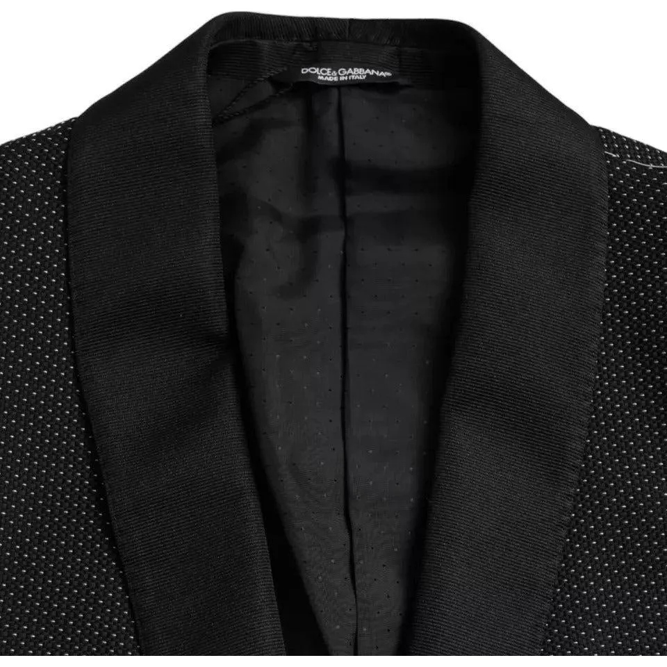 Dolce & Gabbana Black Jacquard MARTINI Single Breasted Coat Blazer