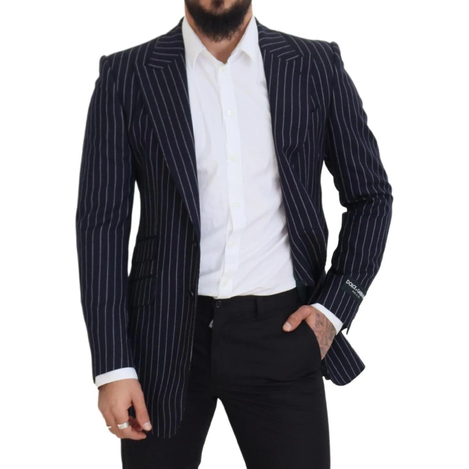 Dolce & Gabbana Elegant Navy Slim Fit Wool Blazer