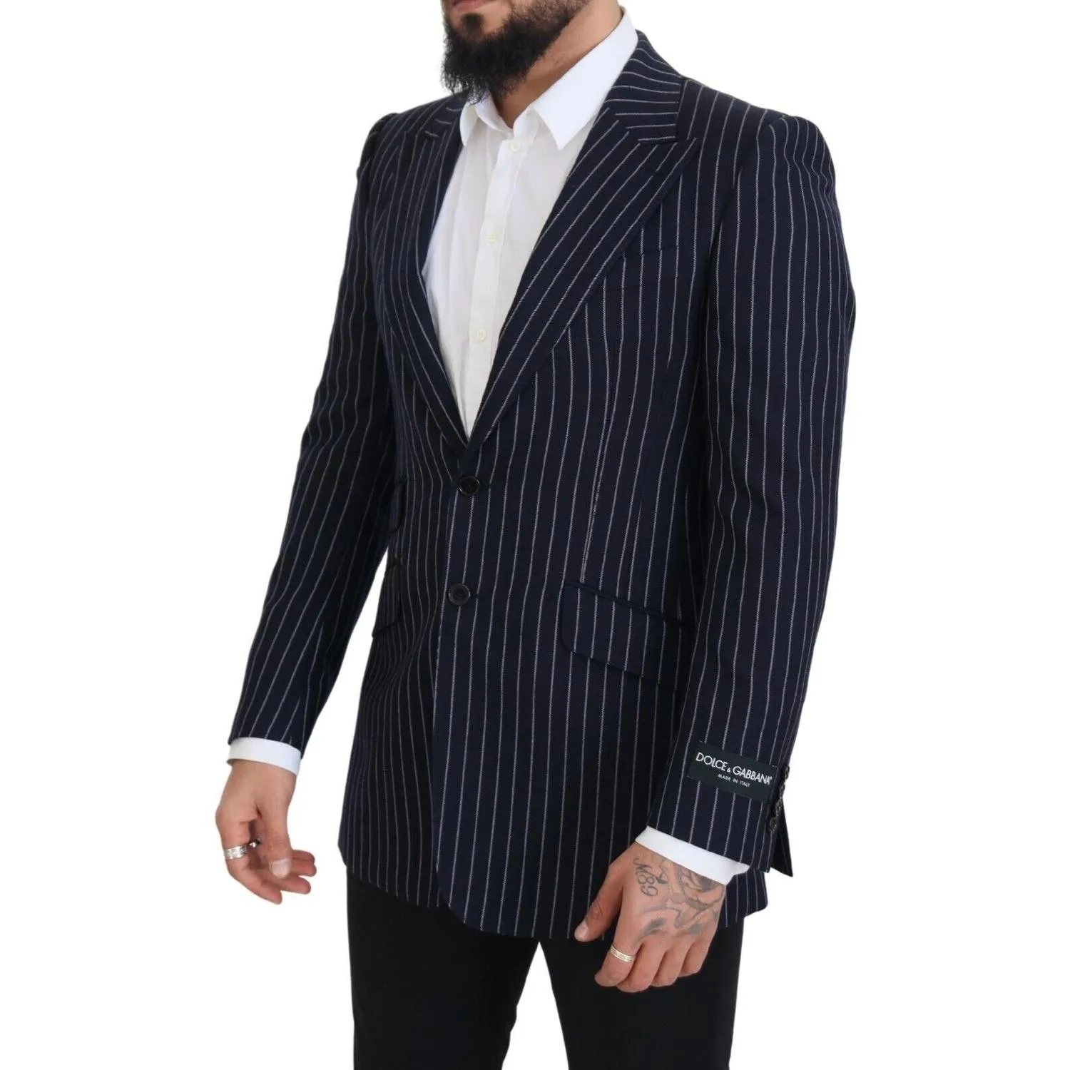 Dolce & Gabbana Elegant Navy Slim Fit Wool Blazer