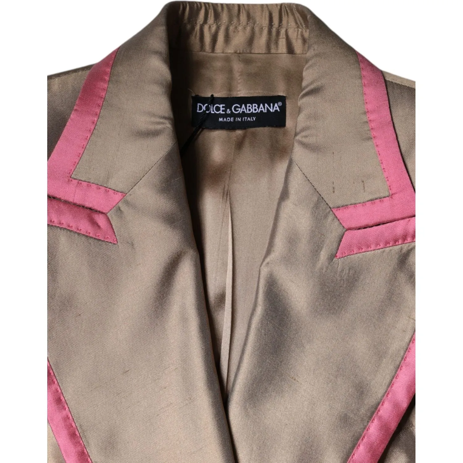 Dolce & Gabbana Metallic Brown Double Breasted Blazer Jacket